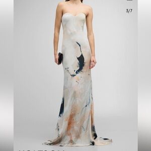 Strapless Bustier Printed Trumpet Gown